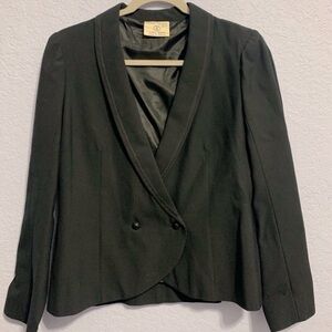 Courreges Paris Vintage 1970’s Black Wool Double Breasted Blazer Size A (fits S)